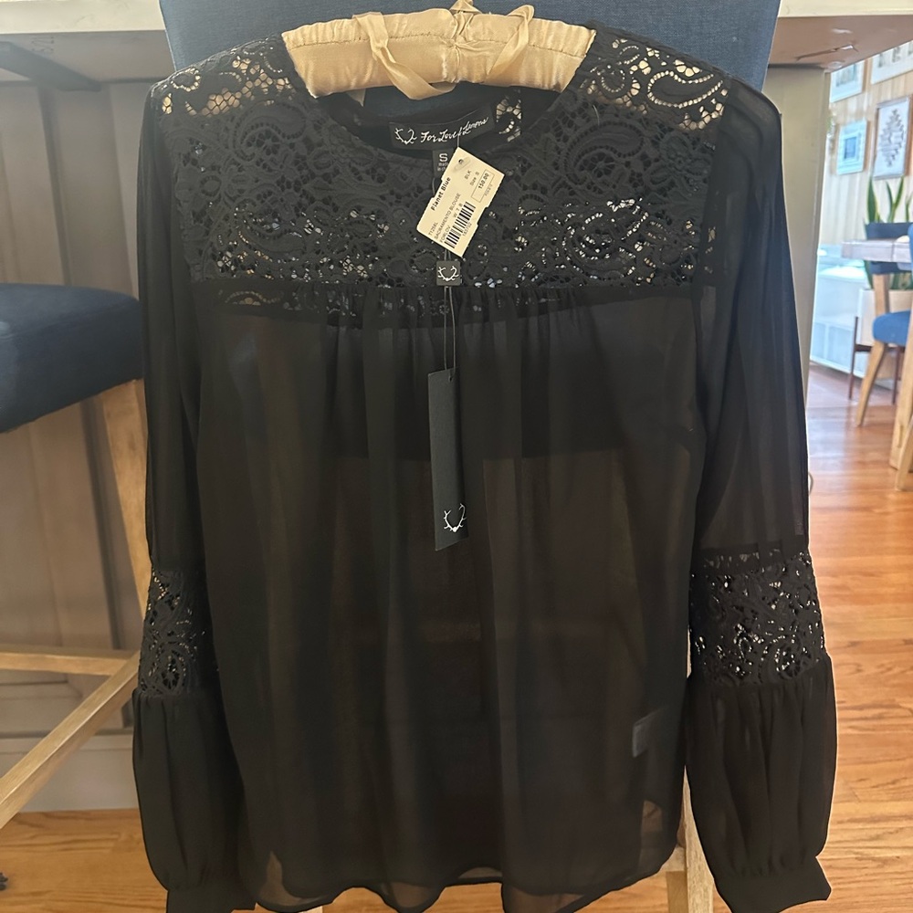 For Love And Lemons Black Lace Blouse